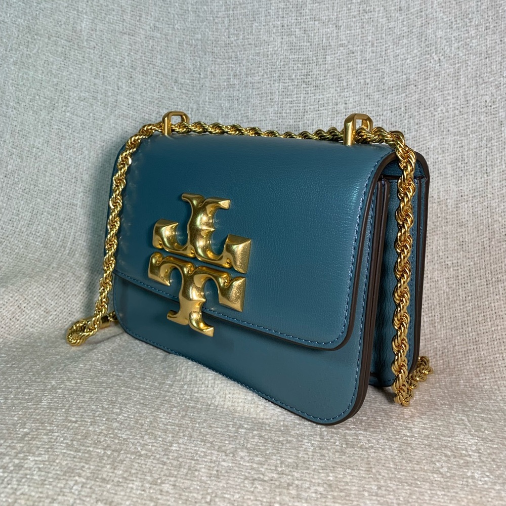Tory Burch Eleanor Brisk Blue Textured Eleanor Small Convertible Shoulder Bag - Picture 3 of 16